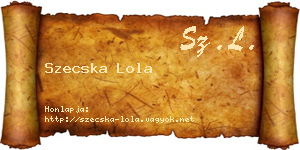 Szecska Lola névjegykártya